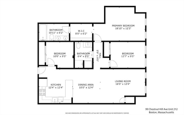 99 Chestnut Hill Ave Unit 212, Boston, MA 02135 - floor plan / room layout