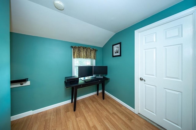 1286 Locust St, Fall River, MA 02723 - office featuring lofted ceiling, baseboards, and wood finished floors