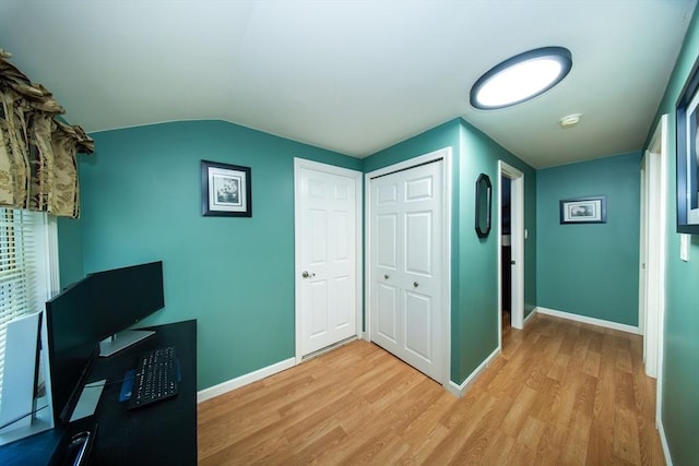 1286 Locust St, Fall River, MA 02723 - office featuring light wood-style floors, baseboards, and lofted ceiling