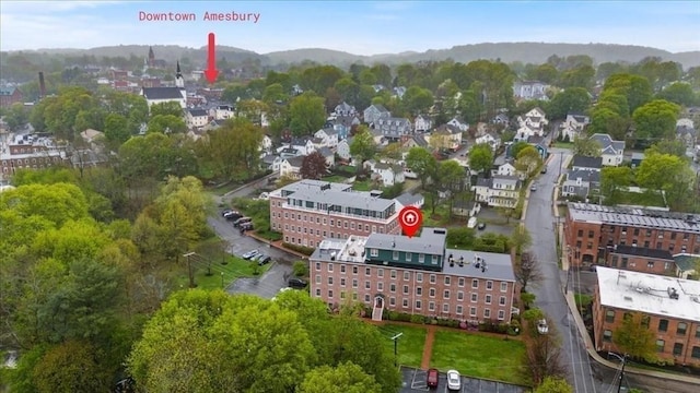 bird's eye view of a mountainous background