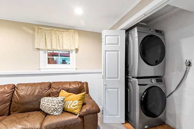 4 Jester Way, Plymouth, MA 02360 - washroom with stacked washer / dryer