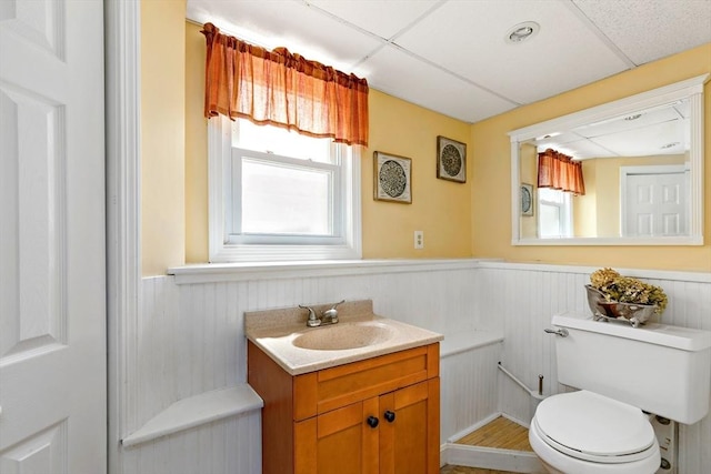 4 Jester Way, Plymouth, MA 02360 - half bath featuring wainscoting, vanity, and wooden walls