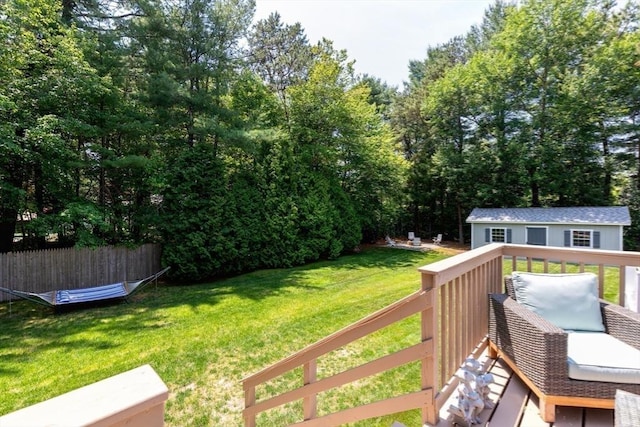 4 Jester Way, Plymouth, MA 02360 - deck featuring an outbuilding and a lawn
