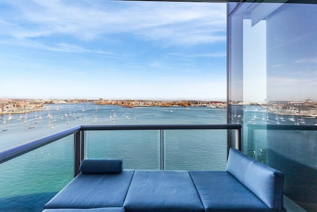 balcony with a water view
