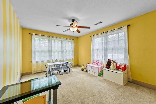 311 River Rd, South Hadley, MA 01075 - rec room featuring plenty of natural light, baseboards, ceiling fan, and carpet floors
