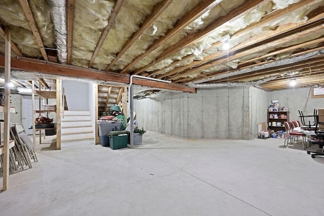 311 River Rd, South Hadley, MA 01075 - unfinished basement featuring stairs