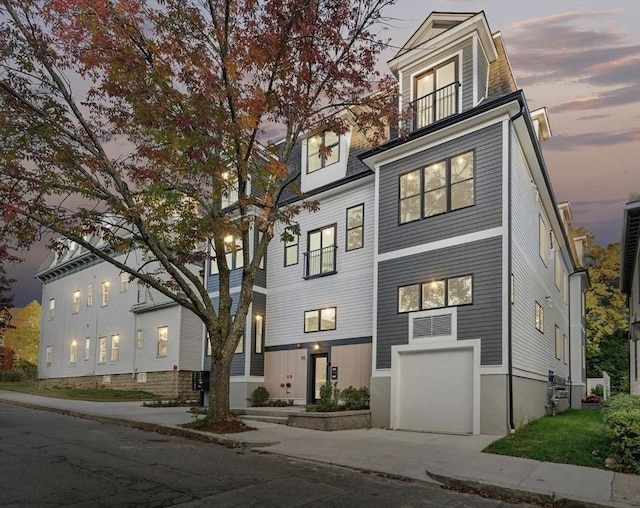 view of front of home with a garage