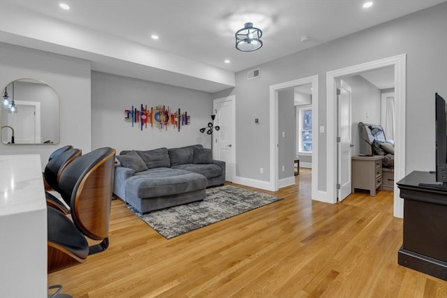 living room featuring light hardwood / wood-style flooring