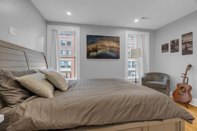 bedroom featuring light hardwood / wood-style flooring