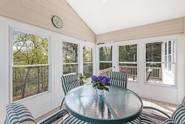40 Canoe Lndg, Plymouth, MA 02360 - sunroom featuring vaulted ceiling and outdoor dining space