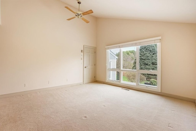25 Hopewell Farm Rd Unit 25, Natick, MA 01760 - unfurnished room featuring carpet flooring, baseboards, ceiling fan, and high vaulted ceiling