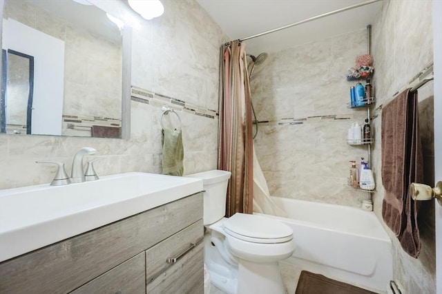 33 Inman St Unit 1B, Cambridge, MA 02139 - full bathroom with shower / tub combo, vanity, and tile walls