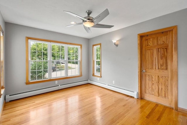 4 Hadwen Rd, Worcester, MA 01602 - spare room featuring a ceiling fan, wood finished floors, and a baseboard radiator