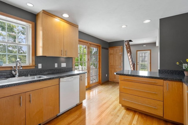 4 Hadwen Rd, Worcester, MA 01602 - kitchen featuring dishwasher, a sink, recessed lighting, light wood-style floors, and a peninsula
