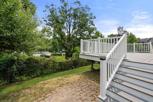 4 Hadwen Rd, Worcester, MA 01602 - view of yard with stairway and a wooden deck