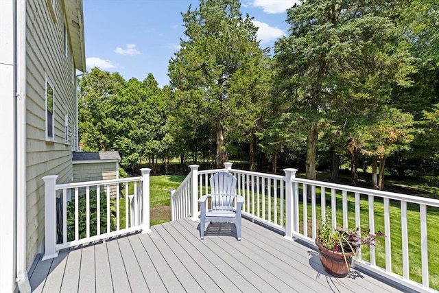 32 Gannett Pasture Ln, Scituate, MA 02066 - wooden deck with a yard and view of scattered trees