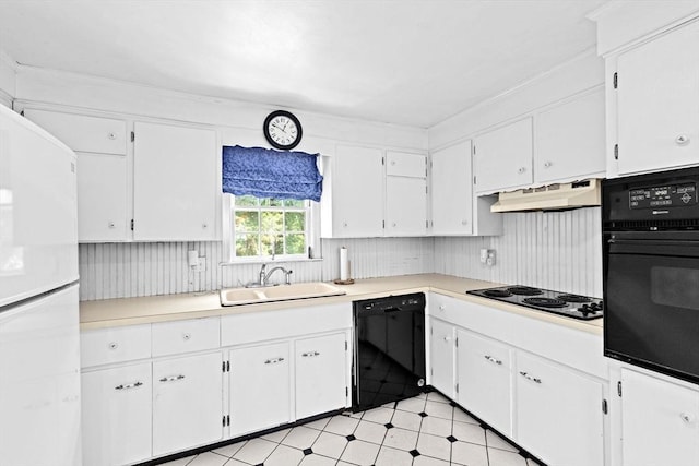 32 Gannett Pasture Ln, Scituate, MA 02066 - kitchen featuring black appliances, under cabinet range hood, white cabinets, and light countertops