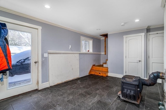 interior space featuring ornamental molding