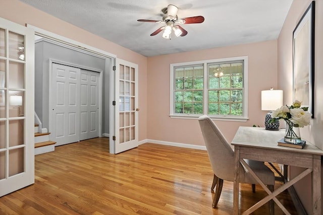21 Mcdonough Dr, Marlborough, MA 01752 - office area with ceiling fan, light wood finished floors, and baseboards