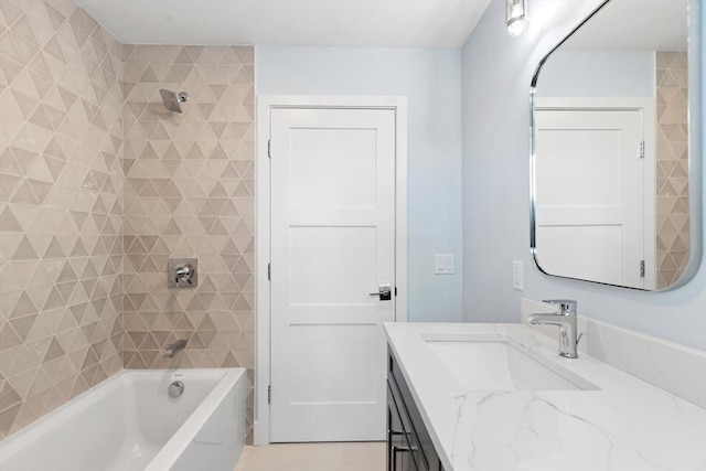 full bathroom featuring shower / tub combination and vanity