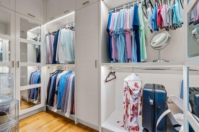 spacious closet with wood finished floors