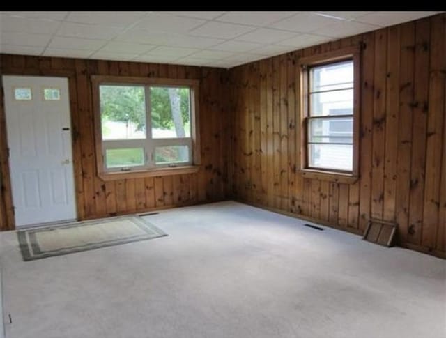 83 Brigham St, Hudson, MA 01749 - unfurnished room with wood walls and carpet floors