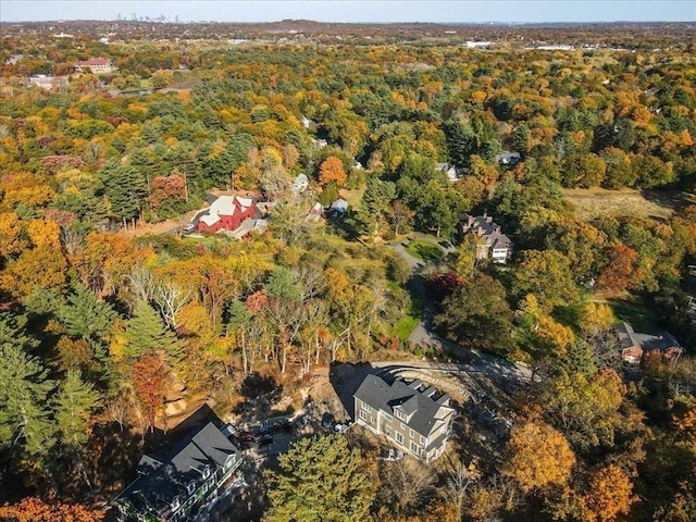 35 Shuttleworth, Dedham, MA 02026 - aerial view of property and surrounding area featuring a forest