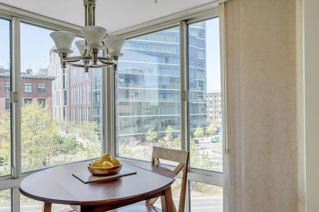 75-83 Cambridge Pkwy Unit W403, Cambridge, MA 02142 - dining room with a chandelier and a view of city