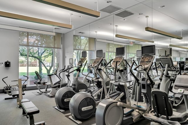 75-83 Cambridge Pkwy Unit W403, Cambridge, MA 02142 - exercise room with plenty of natural light and carpet floors