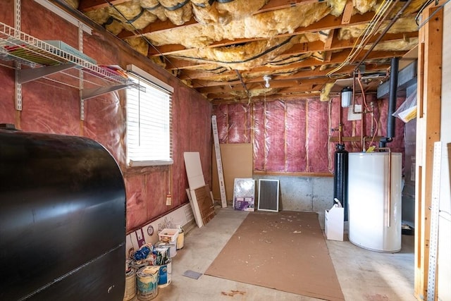 basement with water heater