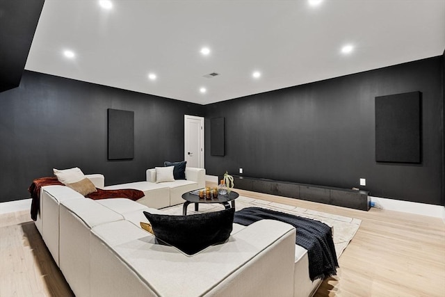936 Central Ave, Needham, MA 02492 - cinema room with light wood-style floors, recessed lighting, and baseboards