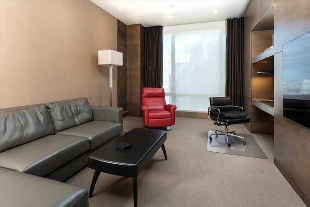 living room featuring carpet floors