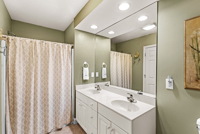 bathroom featuring vanity and tile patterned floors