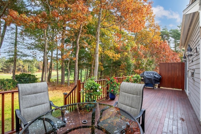 deck featuring area for grilling