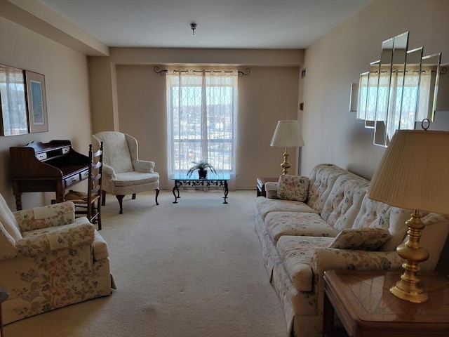 view of carpeted living area