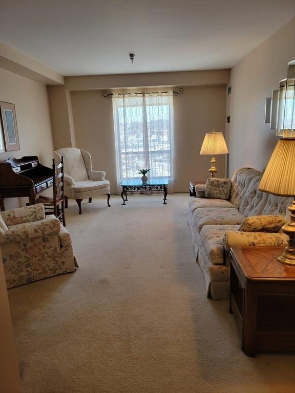 living room with carpet