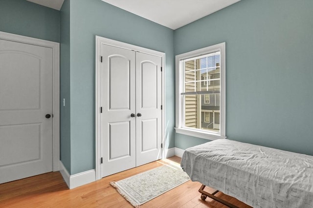 75 Pine St Unit 21, Waltham, MA 02453 - bedroom featuring wood finished floors, a closet, and baseboards