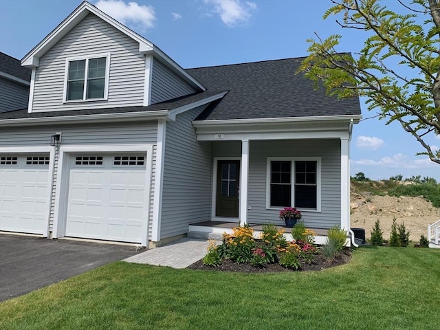 25 Salisbury Hill Blvd Unit 67, Worcester, MA 01609 - traditional-style home featuring driveway, an attached garage, a shingled roof, a front yard, and a porch