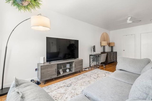 122 W 9th St Unit 2, Boston, MA 02127 - living room with wood finished floors and a ceiling fan