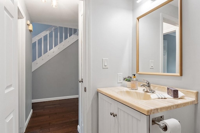 263 Meeting House Path Unit 263, Ashland, MA 01721 - bathroom with wood finished floors, vanity, and baseboards