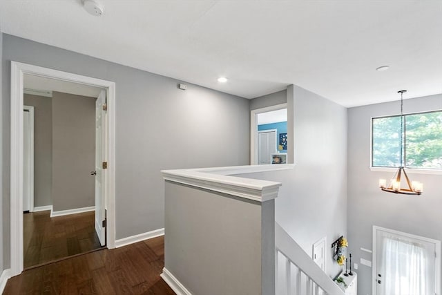 263 Meeting House Path Unit 263, Ashland, MA 01721 - hallway featuring an upstairs landing, dark wood finished floors, recessed lighting, and baseboards