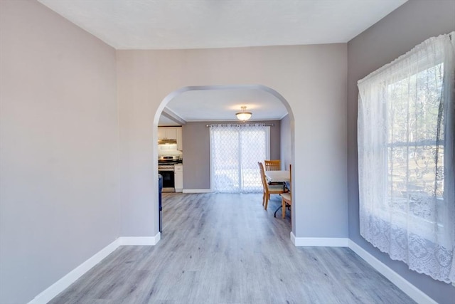 interior space with light hardwood / wood-style flooring