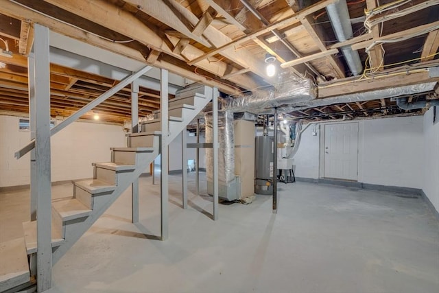 basement with gas water heater