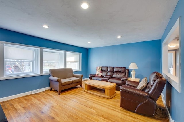 living room with light wood-type flooring