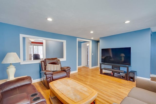 living room with hardwood / wood-style floors