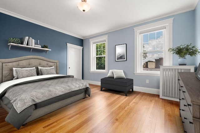 132 Sewall St Unit C, Brookline, MA 02446 - bedroom with light wood-style floors, baseboards, and ornamental molding