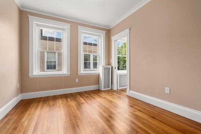 132 Sewall St Unit C, Brookline, MA 02446 - unfurnished room featuring ornamental molding, baseboards, and light wood-style floors
