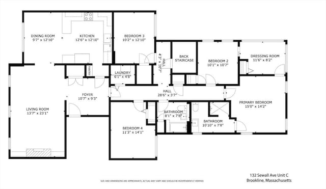 132 Sewall St Unit C, Brookline, MA 02446 - room layout