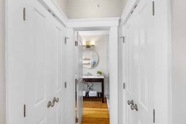 50 Alpine St Unit 2, Somerville, MA 02144 - hall with wood finished floors and a sink