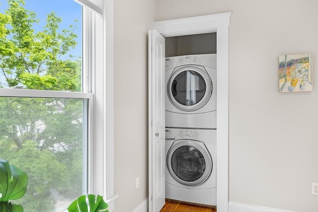 50 Alpine St Unit 2, Somerville, MA 02144 - laundry room with stacked washer and clothes dryer